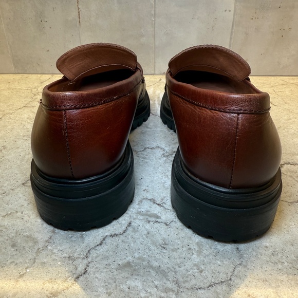 Madewell Woman 9.5 Leather Loafer Brown Bradley Chunky Lug Sole Block Heel Shoe - Picture 8 of 13